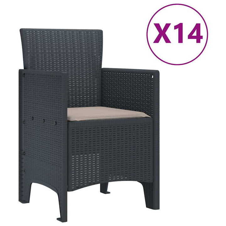 Have Spisebordssæt 15 pcs Antracit Polt rattan
