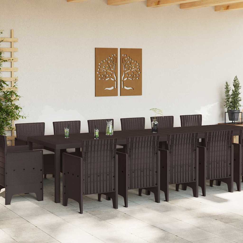 Have Spisebordssæt 15 pcs Brun Polt rattan