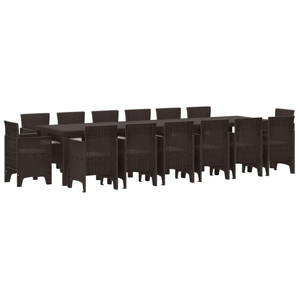 Have Spisebordssæt 15 pcs Brun Polt rattan