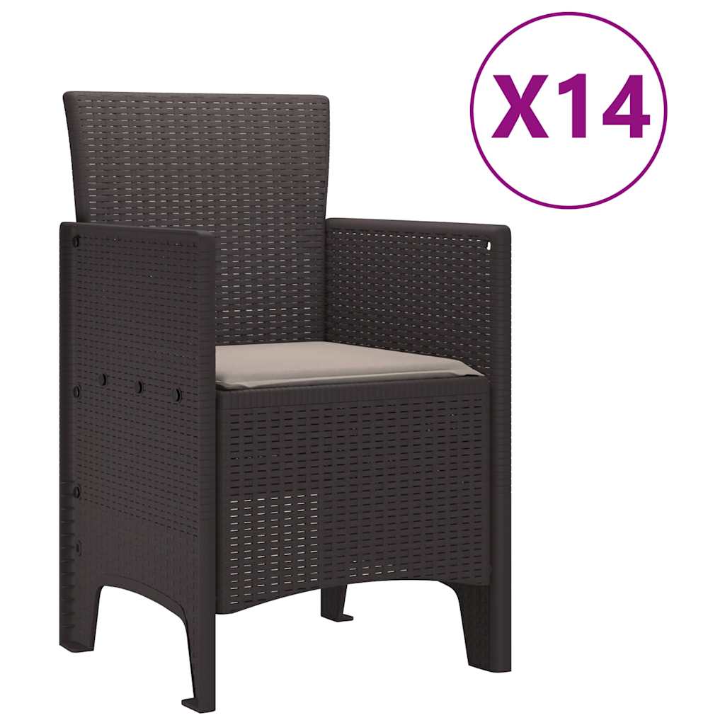 Have Spisebordssæt 15 pcs Brun Polt rattan