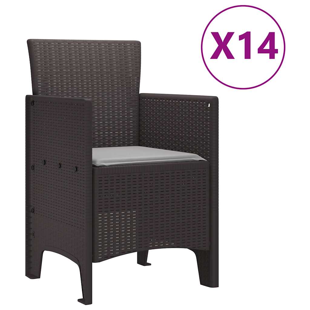 Have Spisebordssæt 15 pcs Brun Polt rattan