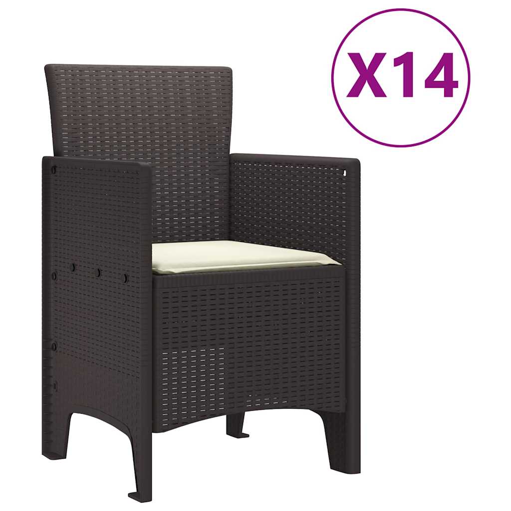Have Spisebordssæt 15 pcs Brun Polt rattan