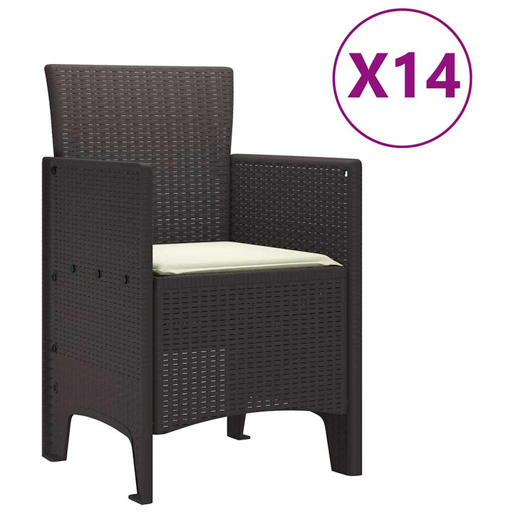 Have Spisebordssæt 15 pcs Brun Polt rattan