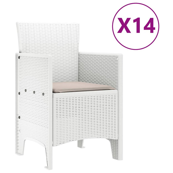 Have Spisebordssæt 15 pcs Hvid Polt rattan