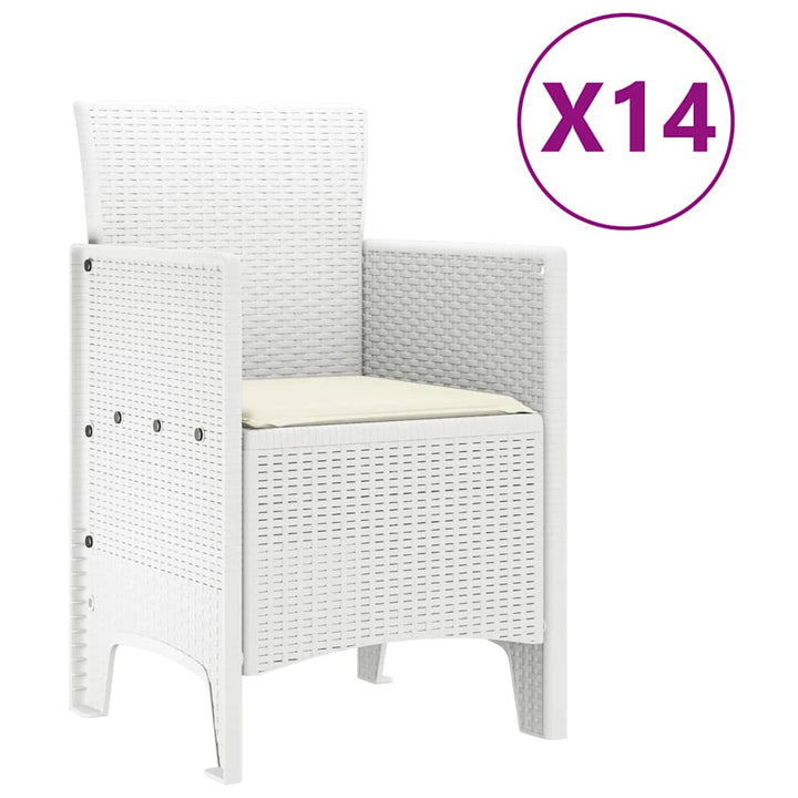 Have Spisebordssæt 15 pcs Hvid Polt rattan