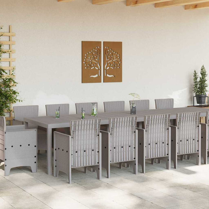 Have Spisebordssæt 15 pcs Lysegrå Polt rattan