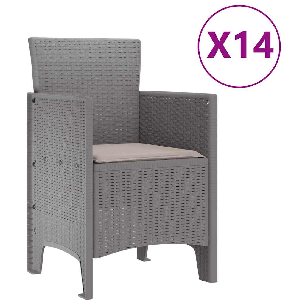 Have Spisebordssæt 15 pcs Lysegrå Polt rattan