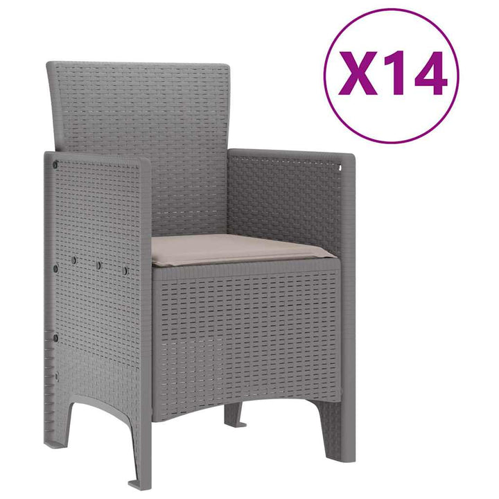 Have Spisebordssæt 15 pcs Lysegrå Polt rattan