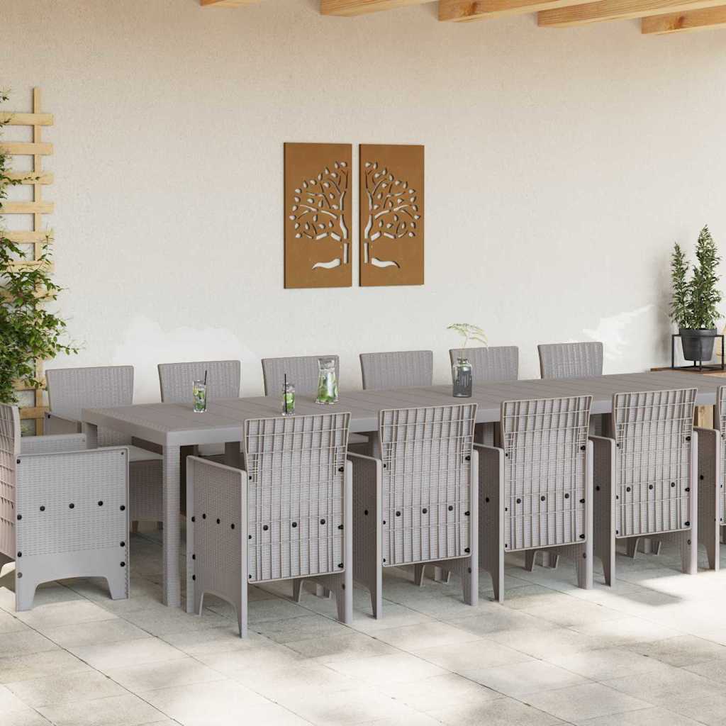 Have Spisebordssæt 15 pcs Lysegrå Polt rattan