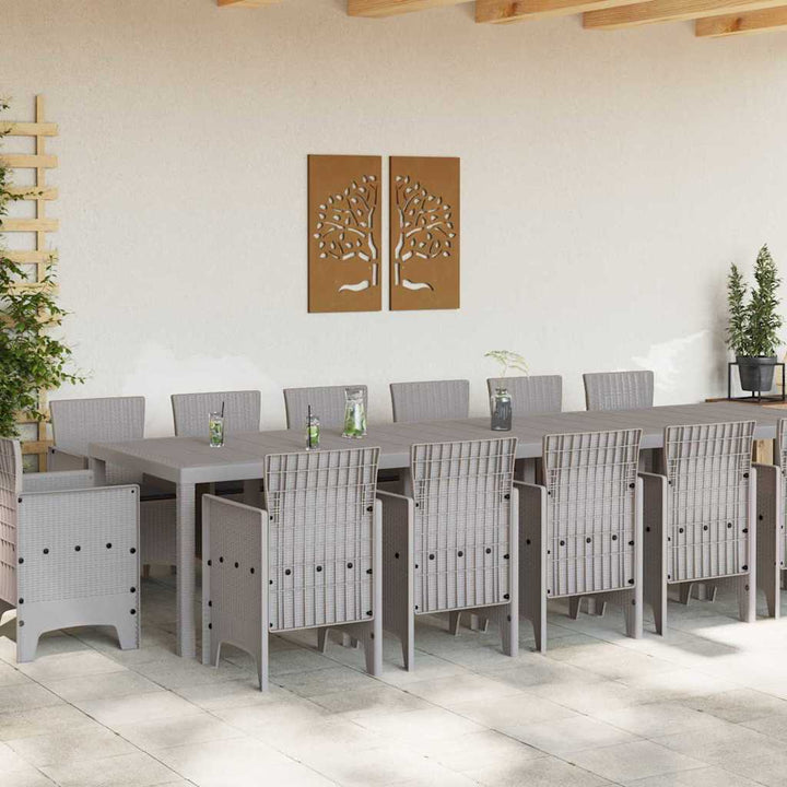 Have Spisebordssæt 15 pcs Lysegrå Polt rattan