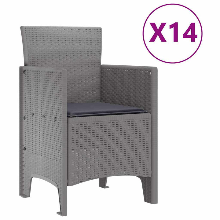 Have Spisebordssæt 15 pcs Lysegrå Polt rattan