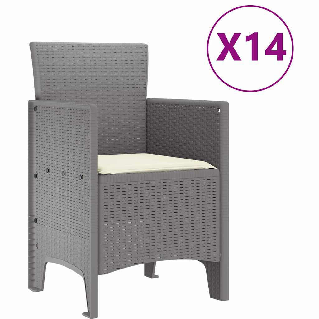 Have Spisebordssæt 15 pcs Lysegrå Polt rattan