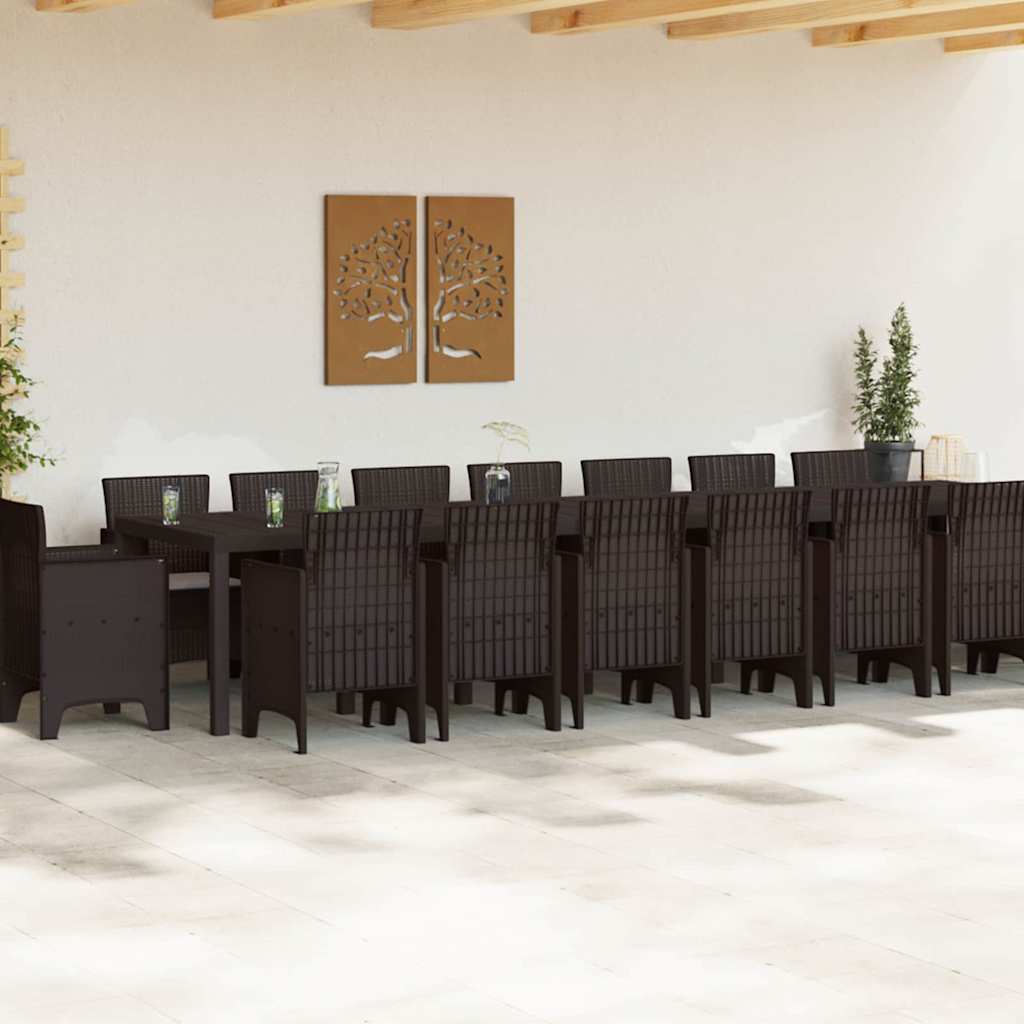 Have Spisebordssæt 17 pcs Brun Polt rattan