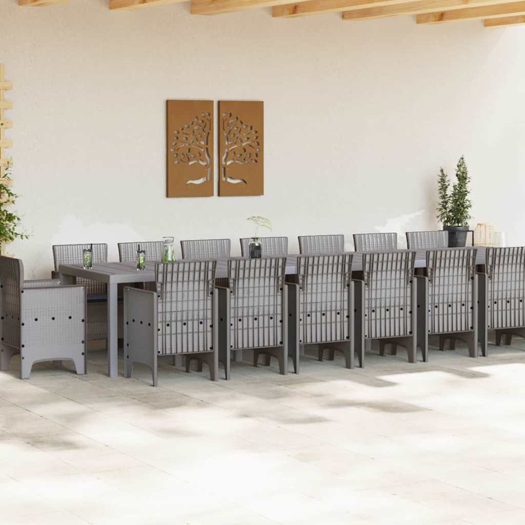 Have Spisebordssæt 17 pcs Lysegrå Polt rattan