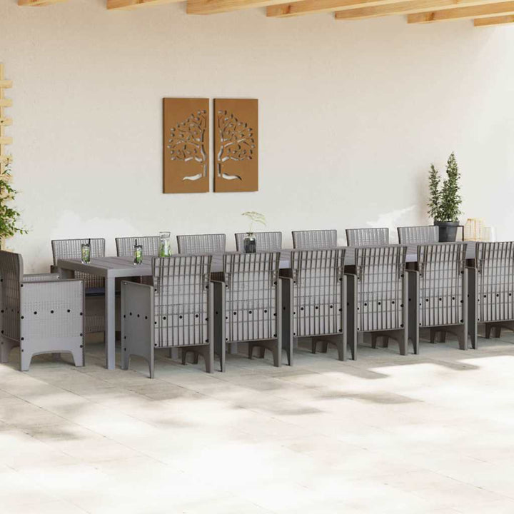 Have Spisebordssæt 17 pcs Lysegrå Polt rattan