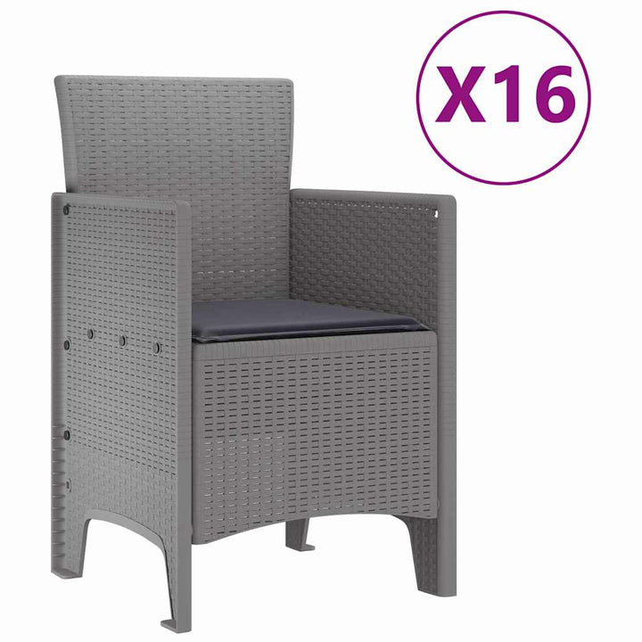 Have Spisebordssæt 17 pcs Lysegrå Polt rattan
