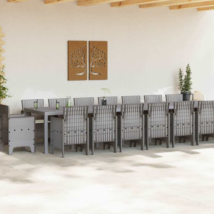 Have Spisebordssæt 17 pcs Lysegrå Polt rattan