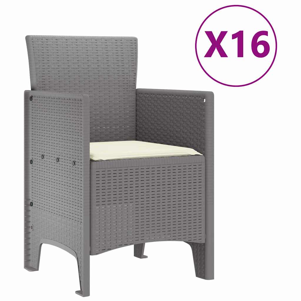 Have Spisebordssæt 17 pcs Lysegrå Polt rattan