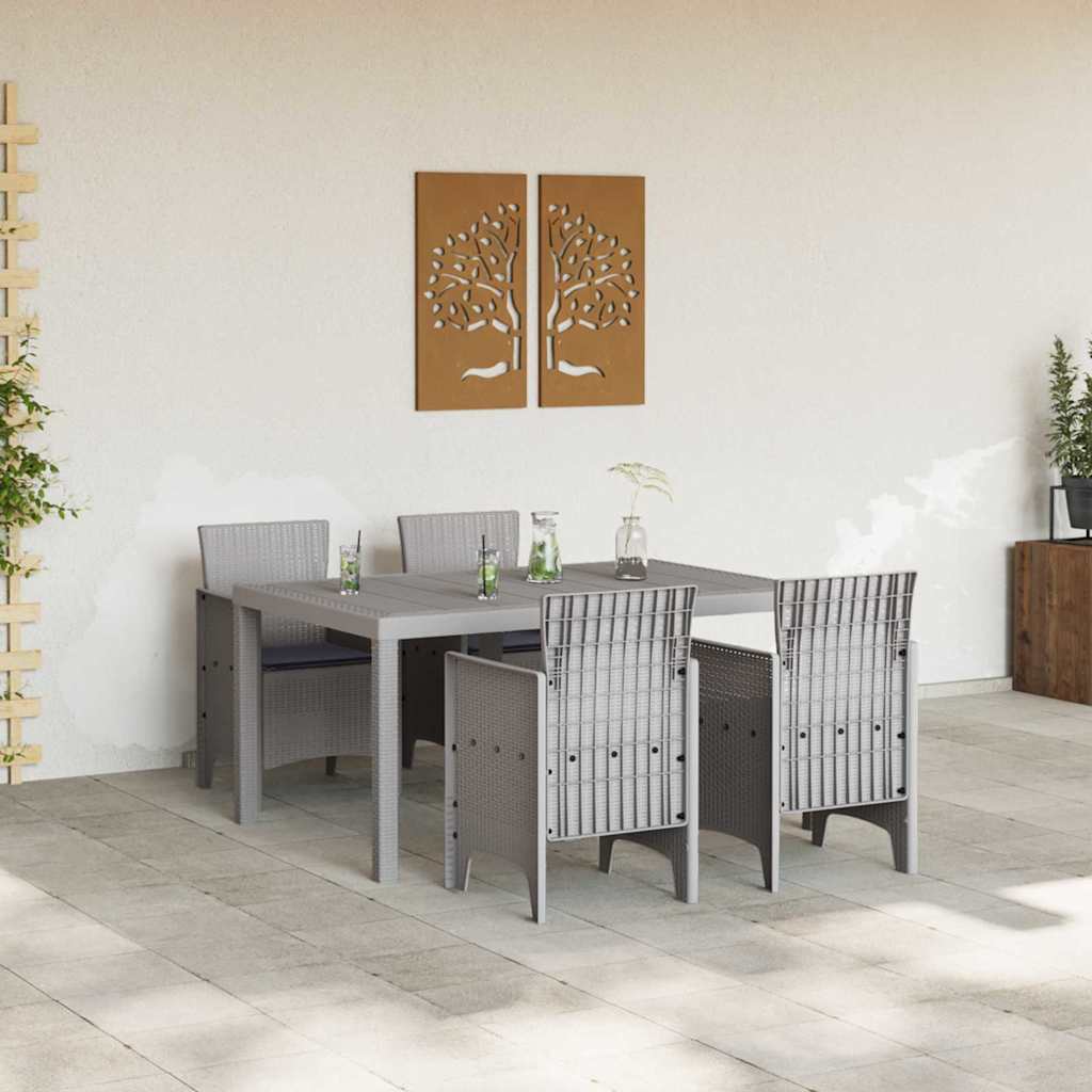 Have Spisebordssæt 5 pcs Lysegrå Polt rattan