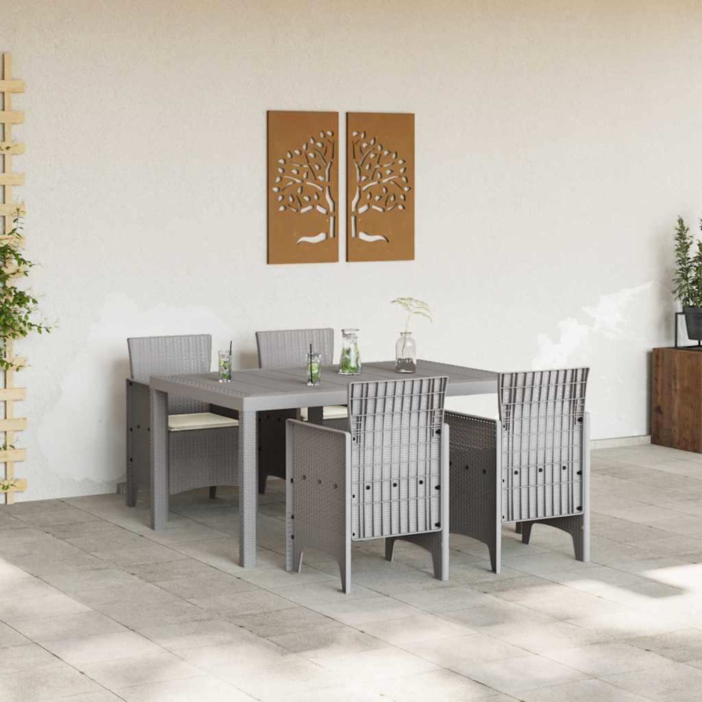 Have Spisebordssæt 5 pcs Lysegrå Polt rattan