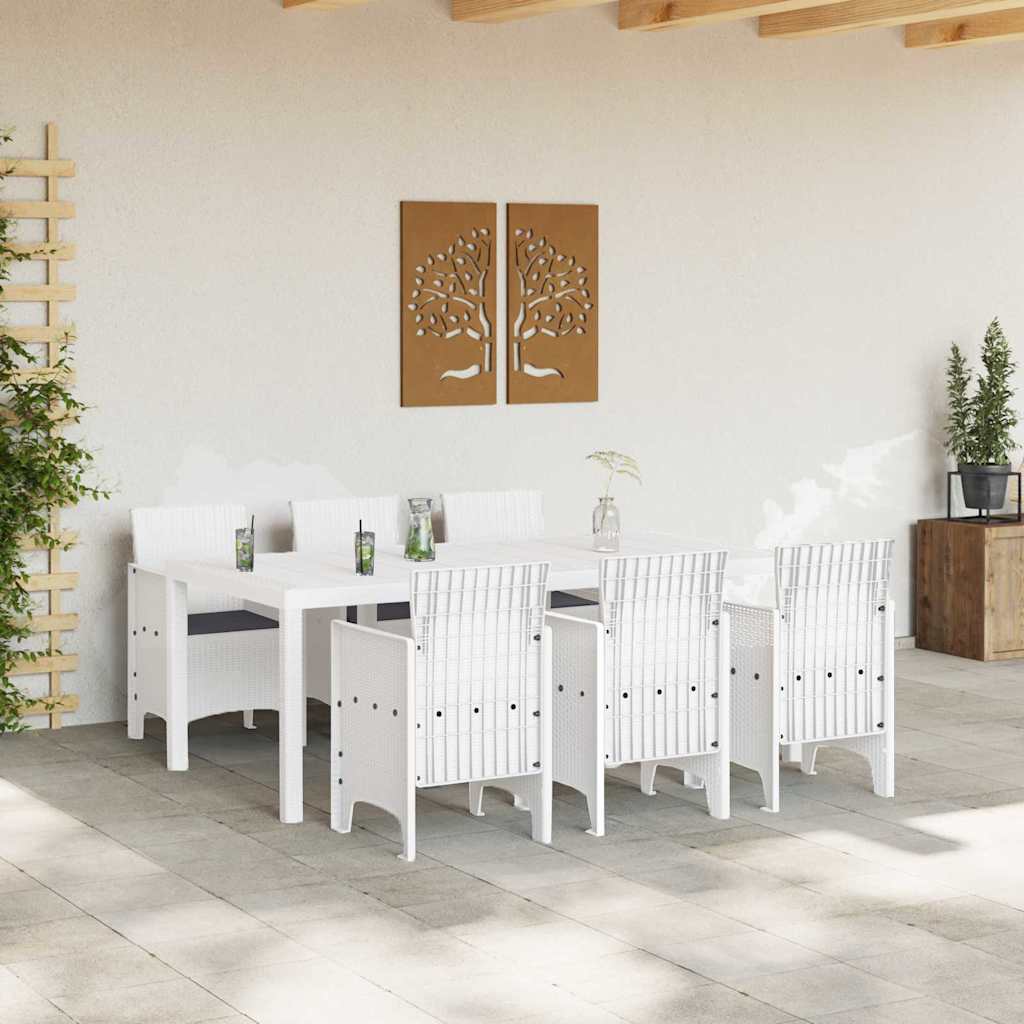 Have Spisebordssæt 7 pcs Hvid Polt rattan