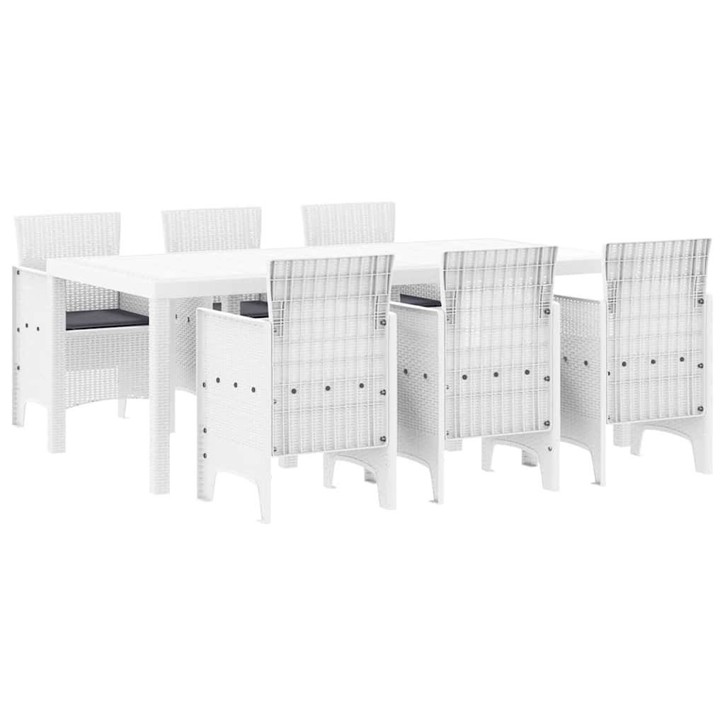 Have Spisebordssæt 7 pcs Hvid Polt rattan