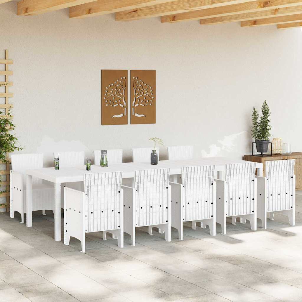Have Spisebordssæt 11 pcs Hvid Rattan og Stål