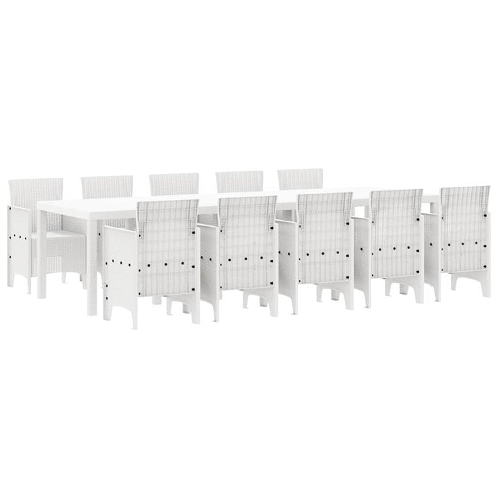Have Spisebordssæt 11 pcs Hvid Rattan og Stål