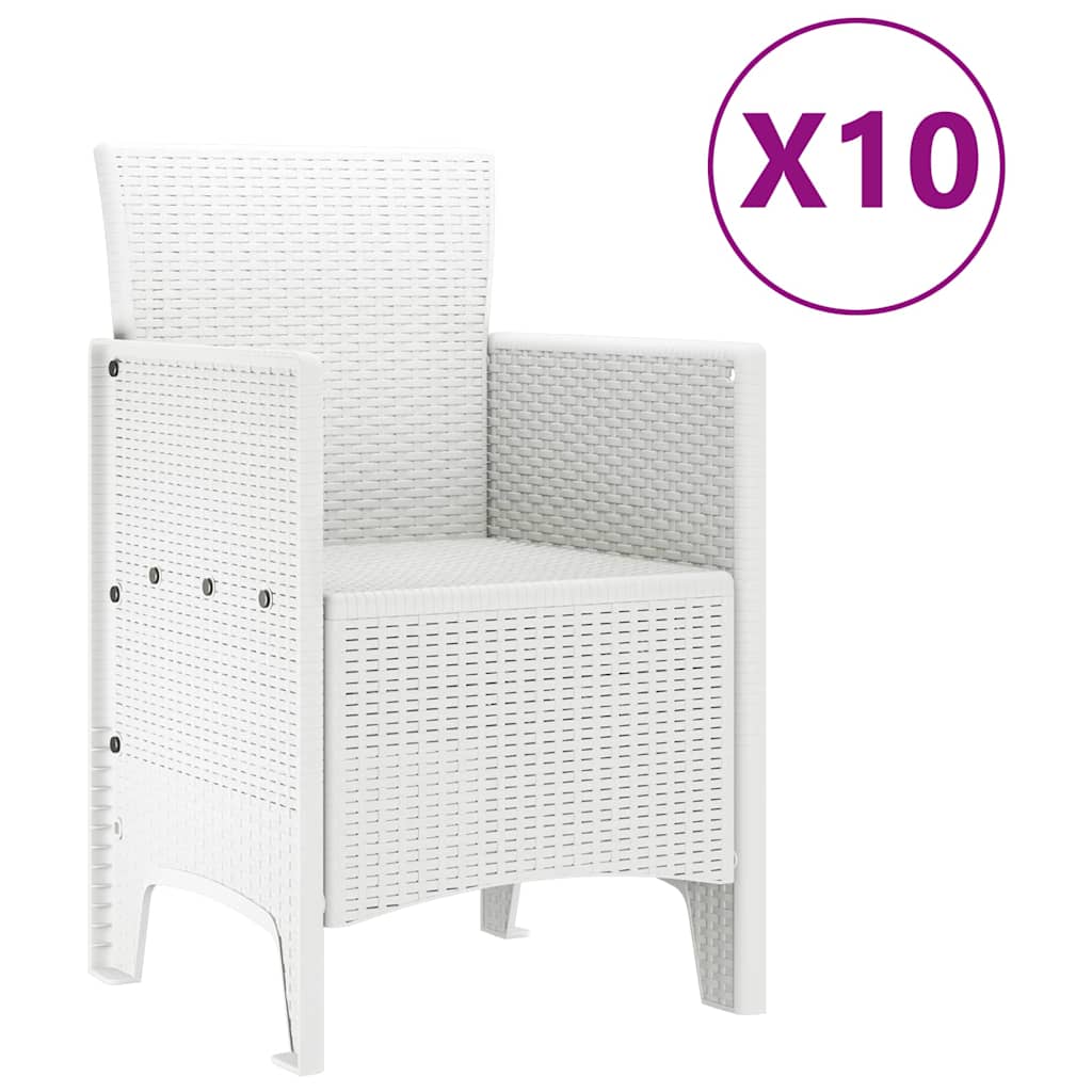 Have Spisebordssæt 11 pcs Hvid Rattan og Stål