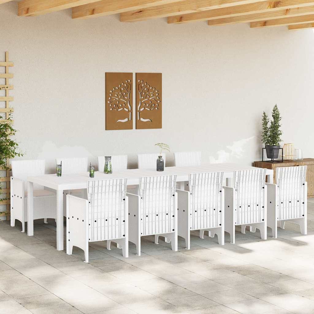 Have Spisebordssæt 11 pcs Hvid og Taupe Syntetisk rattan