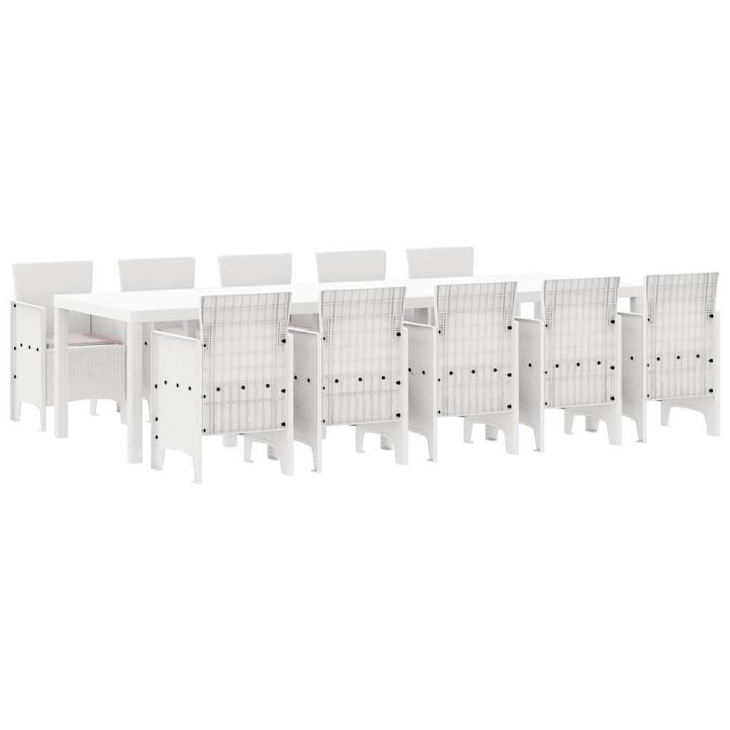 Have Spisebordssæt 11 pcs Hvid og Taupe Syntetisk rattan