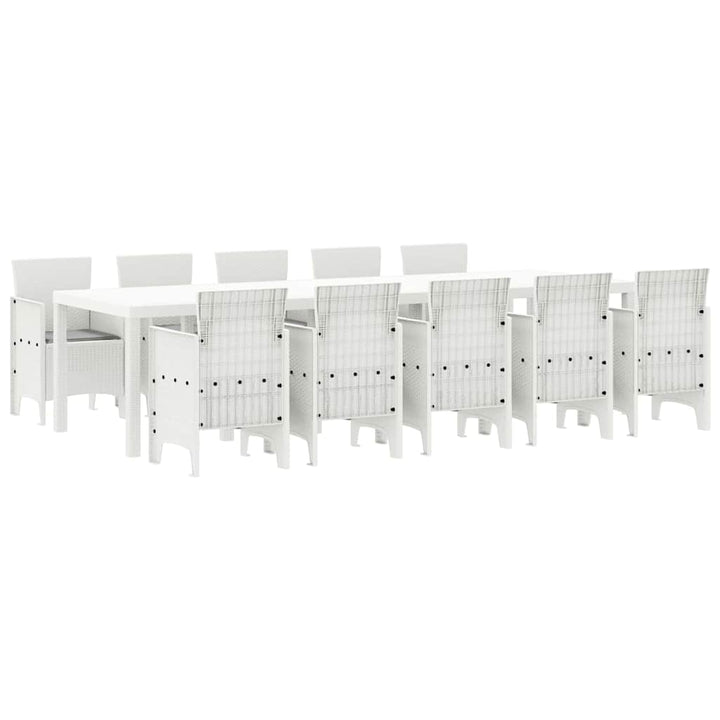 Have Spisebordssæt 11 pcs Hvid og Lys grå Rattan og polyester