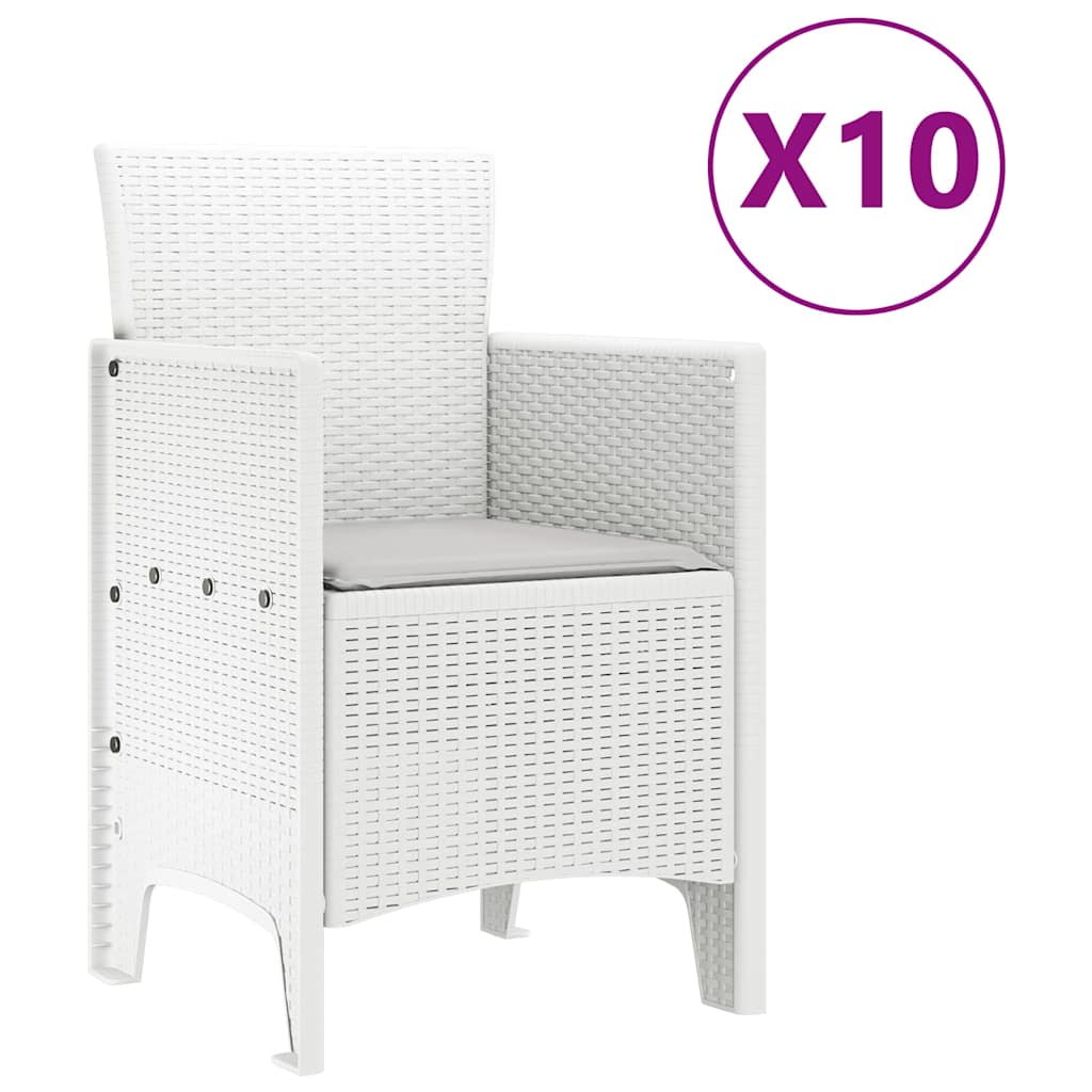 Have Spisebordssæt 11 pcs Hvid og Lys grå Rattan og polyester