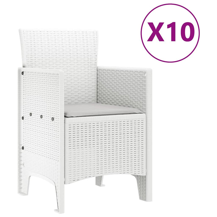 Have Spisebordssæt 11 pcs Hvid og Lys grå Rattan og polyester