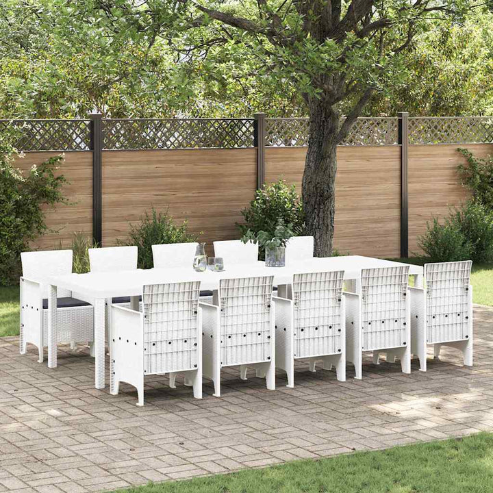 Have Spisebordssæt 11 pcs Hvid Poly rattan og Aluminium