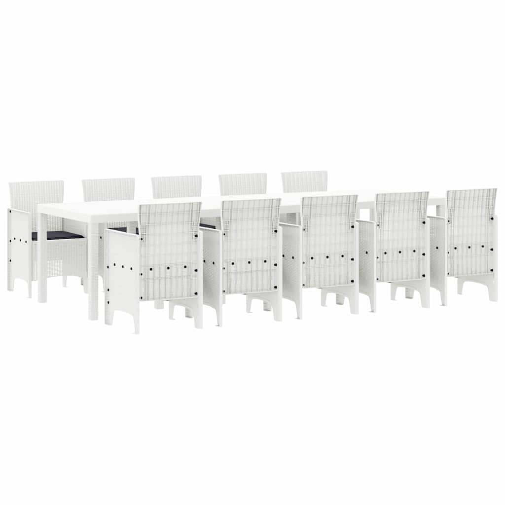 Have Spisebordssæt 11 pcs Hvid Poly rattan og Aluminium