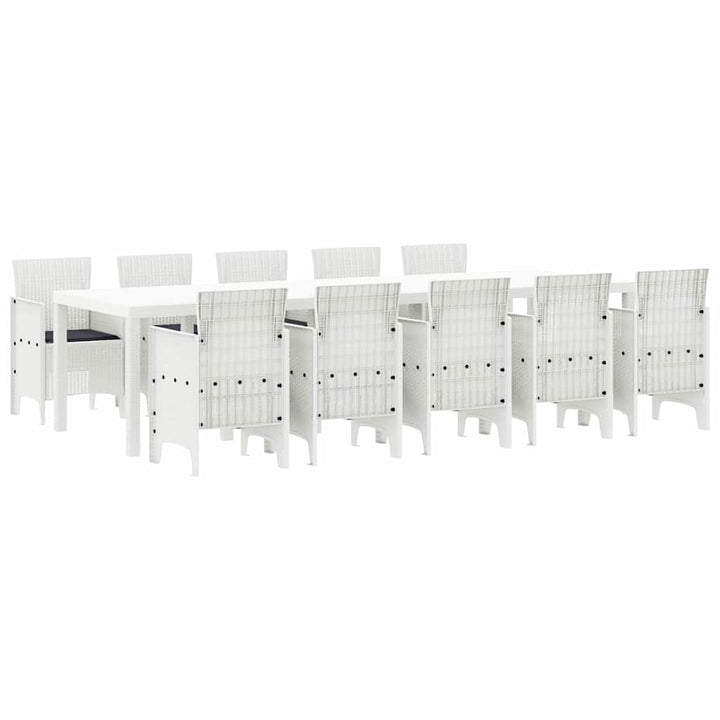 Have Spisebordssæt 11 pcs Hvid Poly rattan og Aluminium