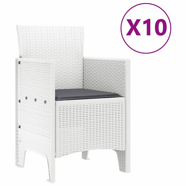 Have Spisebordssæt 11 pcs Hvid Poly rattan og Aluminium