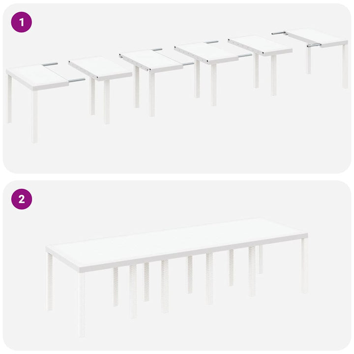 Have Spisebordssæt med pude 11 pcs Hvid Poly rattan og stål