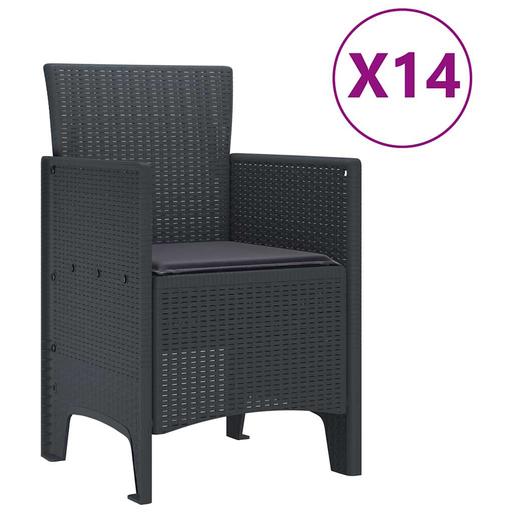 Have Spisebordssæt 15 pcs Antracit Polt rattan
