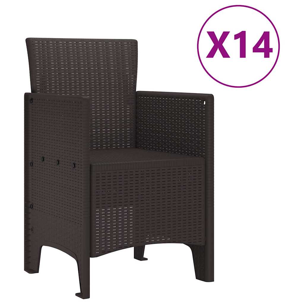 Have Spisebordssæt 15 pcs Brun Polt rattan
