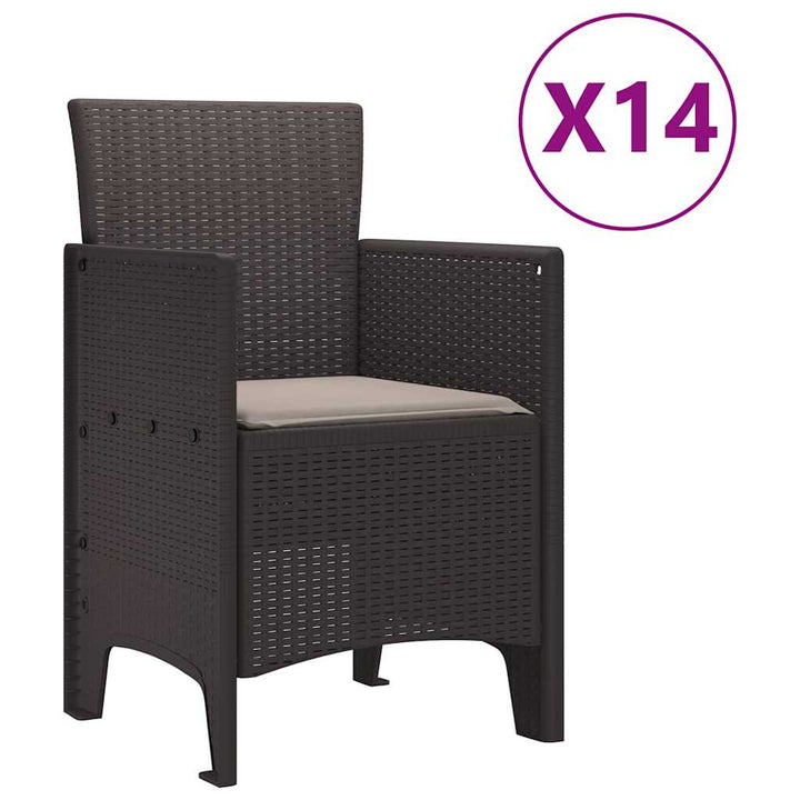 Have Spisebordssæt 15 pcs Brun Polt rattan