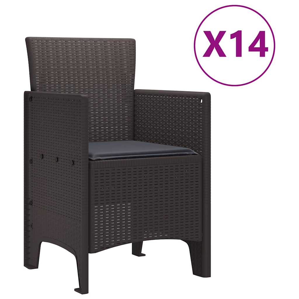 Have Spisebordssæt 15 pcs Brun Polt rattan
