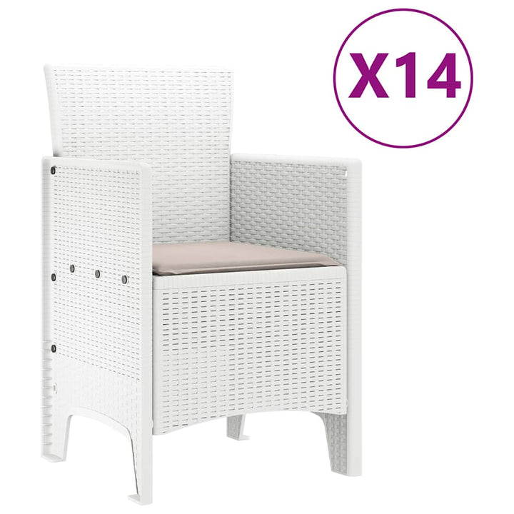 Have Spisebordssæt 15 pcs Hvid Polt rattan