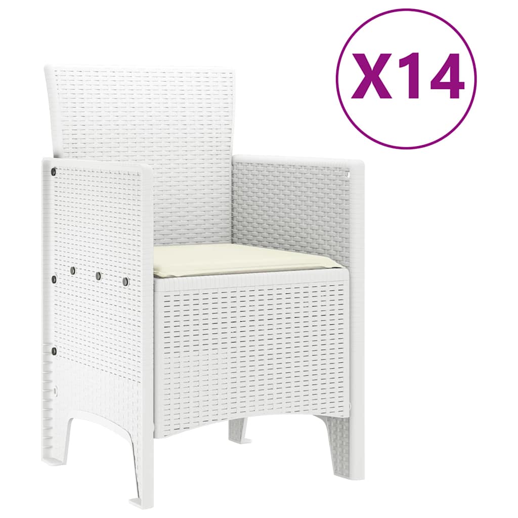 Have Spisebordssæt 15 pcs Hvid Polt rattan