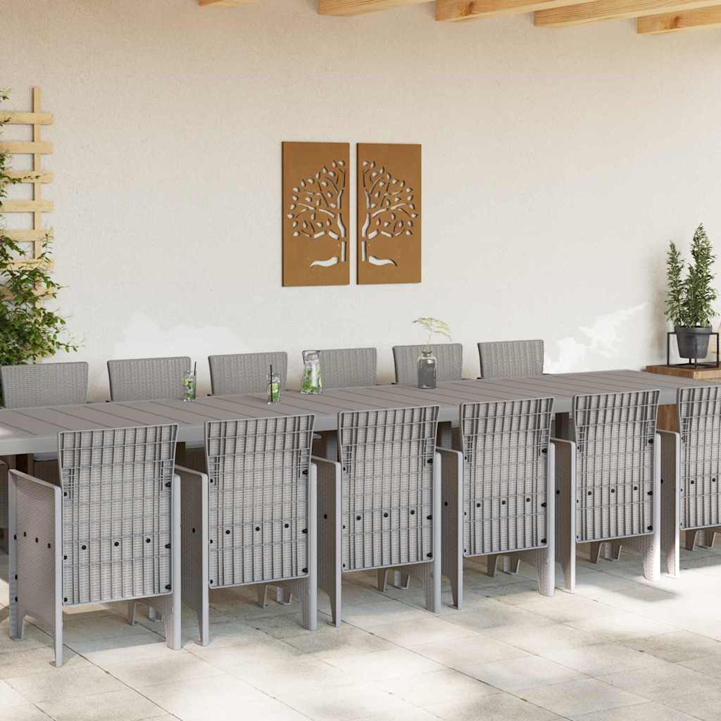 Have Spisebordssæt 15 pcs Lysegrå Polt rattan