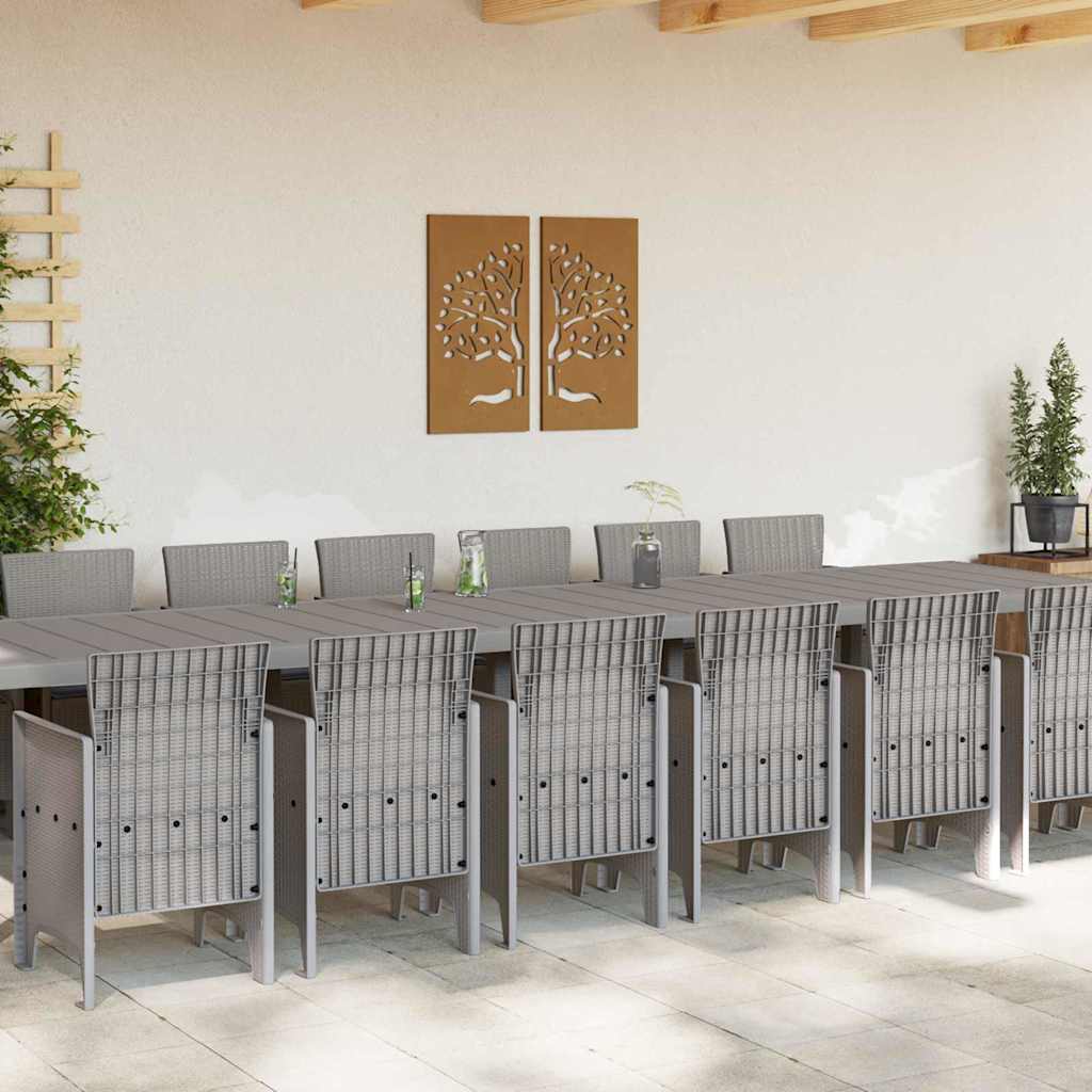 Have Spisebordssæt 15 pcs Lysegrå Polt rattan