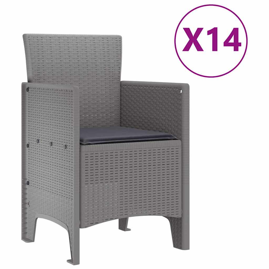 Have Spisebordssæt 15 pcs Lysegrå Polt rattan