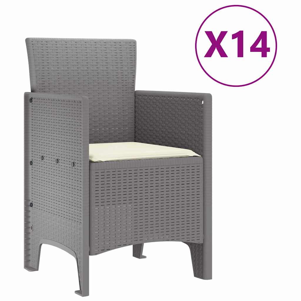 Have Spisebordssæt 15 pcs Lysegrå Polt rattan