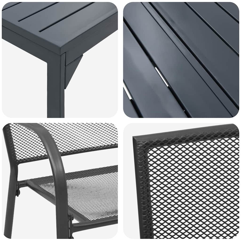 Have Spisebordssæt 9 pcs Antracit Stål